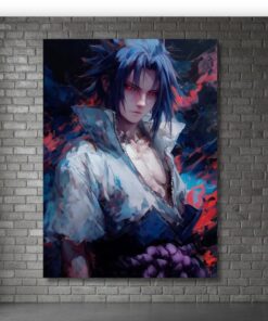 Sasuke Uchiha Fury Metal Poster,Manga Wall Art, Mangekyou Sharingan Decor