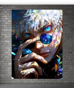 Satoru Gojo Cosmic Gaze, Radiant Jujutsu Kaisen Poster, Six Eyes Galaxy Art