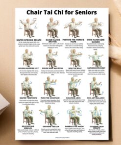 Seated Chair Tai Chi for Seniors Chart Balance & Gentle Home Workout Wall Art