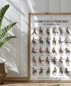 Seated Chair Yoga for Seniors Weight Loss Exercise Chart Home Workout Wall Art