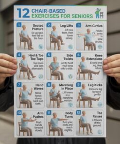 Seniors Chair Tai Chi Guide, Step-by-Step Exercise Chart, Seated Workout Poster