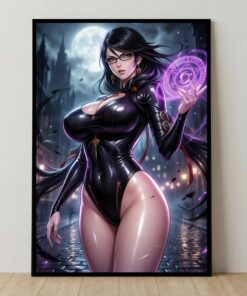 Sexy Bayonetta Fantasy Art Print, Pinup Anime Poster, Video Game Manga Style