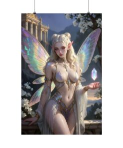 Sexy Elf Princess Fantasy Art Print, Pinup Anime Poster, Iridescent Wings Style