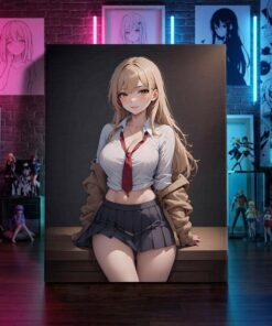 Sexy Gyaru Fantasy Art Print, Pinup Anime Poster, School Girl Manga Style