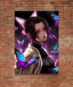 Shinobu Kocho Metal Poster, Demon Slayer Butterfly Hashira Wall Art, Anime Manga Print