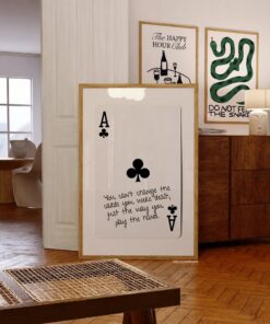 Shipped Prints Black And White Wall Art Decor Poster Print Ace Card (Unframed) Aesthetic Retro Wall Prints Trendy Wall Art