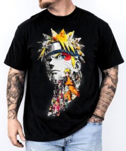 Shirt Anime Naruto Manga Collage Silhouette Tee, Japanese Streetwear, Father day Gift Naru to
