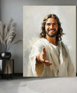 Smiling Jesus Welcoming Portrait Canvas & Poster