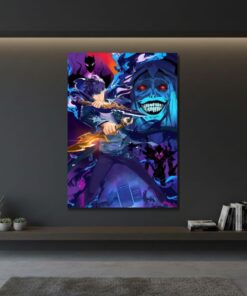 Solo Leveling Sung Jinwoo Metal Poster, Shadow Monarch Wall Art, Anime Decor Sign