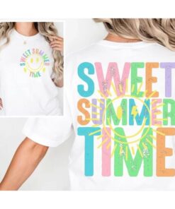 Sweet Summer Time Neon T-Shirt Retro Distressed Beach Life Sun Graphic Tee