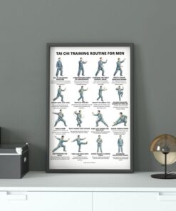 Tai Chi Exercises Poster Chart Workout Routine Balance Training Home Practice Art