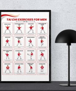 Tai Chi Exercises for Men Poster, Workout Chart Wall Art, Home Training Guide Print