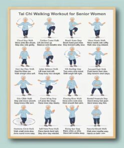 Tai Chi Walking Workout Poster Senior Women Balance Mobility Exercise Wall Art