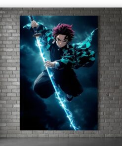 Tanjiro Kamado Metal Poster, Demon Slayer Anime Wall Art, Water Breathing Decor
