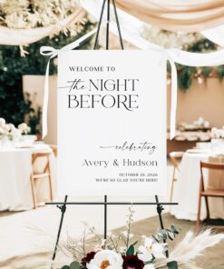The Night Before Wedding Welcome Sign Rehearsal Dinner Welcome Sign Customizable Welcome to the Night Before Poster