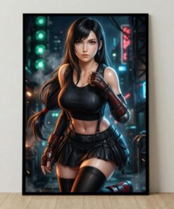 Tifa Poster, Final Fantasy Wall Art Print, Anime Girl Poster, Video Game Poster, Gamer Decor