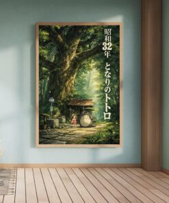 Totoro Anime Movie Poster, Forest Spirit Wall Art Print, Japanese Fantasy Nature Decor, Anime Collector Canvas