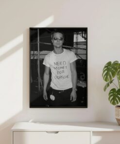 Vintage Brad Pitt Need Money For Porsche Print, Celebrity Icon Poster, Black Fine Art Movie Photography, Luxury Fashion Wall Art