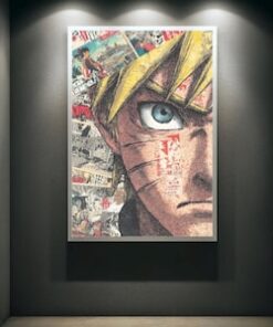Vintage Naruto Manga Collage Poster, Japanese Anime Wall Art