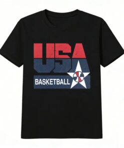Vintage USA Basketball T-Shirt Retro Graphic Tee Men Summer Cotton Streetwear