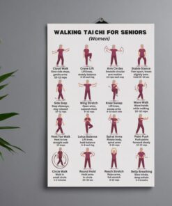 Walking Tai Chi for Seniors, Gentle Mobility Workout Chart, Balance Exercise Art