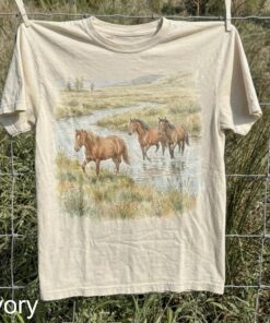 Wild Horses River Vintage Shirt, Retro Western Nature Tee