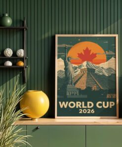 World Cup 2026 Retro Travel Poster USA Canada Mexico Soccer Football Art Print