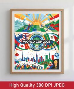 World Cup 2026 Wall Art Soccer Poster USA Canada Mexico Football Sports Decor