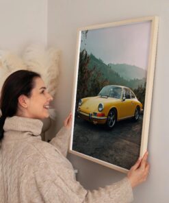 Yellow 911, Vintage Wall Art Print, Classic Car Poster