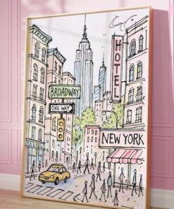 New York City Art Print Poster, New York Poster, Feminine Wall Art, Girly Preppy Print, Aesthetic Wall Print, Pink Wall Art, New York Gift