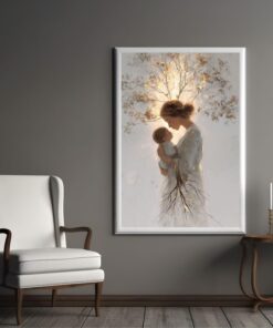 Mother and Baby Tree of Life Wall Art,Spiritual Motherhood Poster,Mom and Child Love Print, Emotional Mother Child Art,Mothers Day Gift