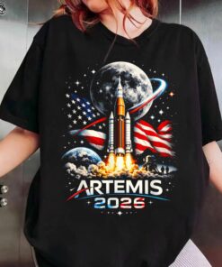 Artemis II 2026 Rocket Launch T-Shirt, Sweatshirt or Hoodie, Artemis 2 Journey Around the Moon, Space Enthusiast Gift, NASA Mission Graphic Tee