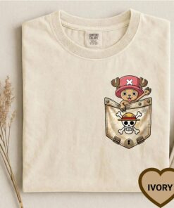 One Piece Chopper Pocket T-Shirt, Vintage Wash Anime Shirt, Cute Treasure Chest Chopper, Gift for One Piece Fans