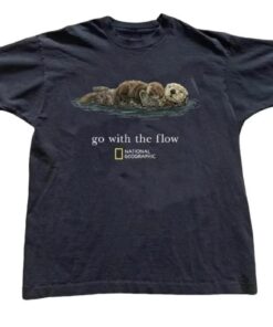 Go With The Flow Otter National Geographic T-Shirt, Vintage Washed Unisex Tee