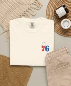 76ers Sixers Retro Embroidered Logo T-shirt Comfort Colors Unisex Philly Basketball