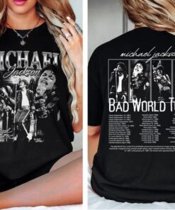 Vintage Michael Jackson Concert Tee, Bad World Tour 1987 Two-Sided Shirt, King of Pop Retro Collage T-shirt, 80s Music Icon Apparel
