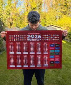 2026 World Cup Wall Chart, International Football Fixtures & Schedule, Tournament Match Tracker Poster