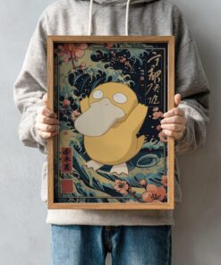 Confused Water Duck Poster, Cute Psychic Creature Wall Art, Funny Anime Style Character Illustration