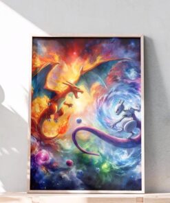 Fan Art Poster, Charizard Poster, Game Mewtwo Poster, Watercolor Poster Wall Art, Minimalist Art Painting, Pokemon Poster Print, Home Decor