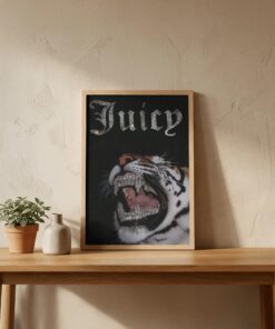 Fierce Leopard Grillz Poster - 2000s Swag Aesthetic Wall Art, Y2K Baddie Style Print, Retro Hip Hop Decor for Trendy Home Office