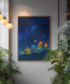Pokemon Retro Poster, Vintage Nintendo Pikachu Mushroom Kingdom Wall Art