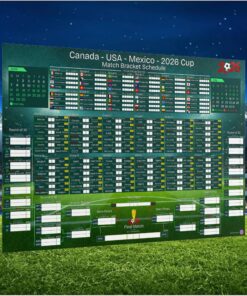 World Cup 2026 Match Schedule Poster, Soccer Bracket Wall Art