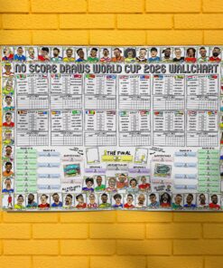 World Cup 2026 Wall Chart, No Score Draws A1 WC2026 Poster Print, Poster Features 60 Wonky Panini-Style Doodles