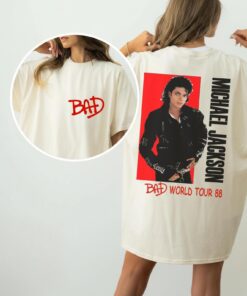 Michael Jackson Bad World Tour 88 Shirt, King of Pop Vintage 90\s T-Shirt --porcelain