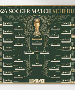 2026 Soccer World Cup Match Schedule Poster, Tournament Bracket Wall Art