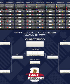 FIFA World Cup 2026 Wall Chart, Football Match Schedule Poster, Soccer Bracket
