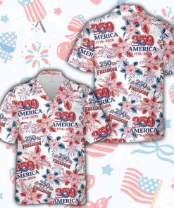 250 Years Of America Hawaiian Shirt, 1776-2026 Patriotic Button Up Tee