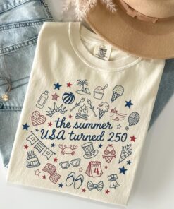 The Summer USA Turned 250 Shirt, Patriotic Summer Doodle Tee