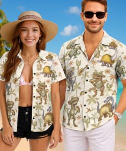 Dinosaur Hawaiian Shirt, Cowboy Shirt For Men Woman