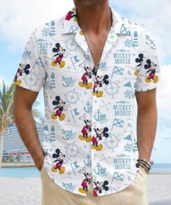 Disney Mickey Mouse Cruise Button Hawaiian Shirt